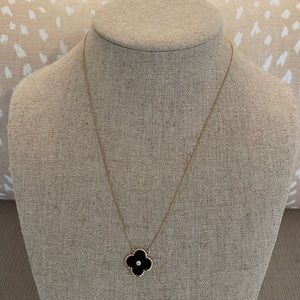 14k gold necklace black enamel with diamond. 18”
